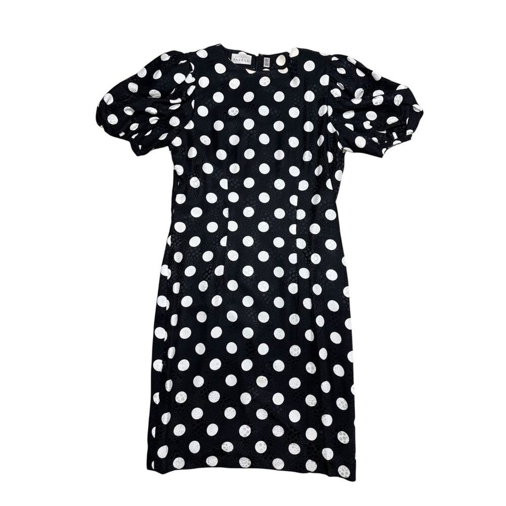 Adrianna Papell Vintage 80s 100% Silk Polka Dot Dress Large - Picture 6 of 10